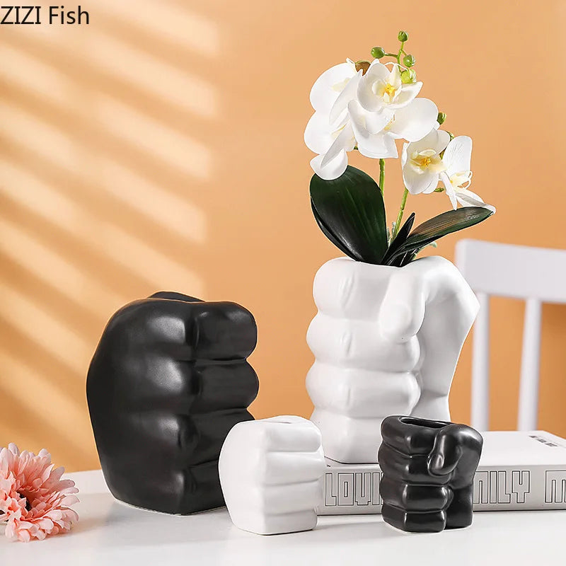Afralia™ Ceramic Fist Vase for Stylish Room Decor & Flower Arrangement