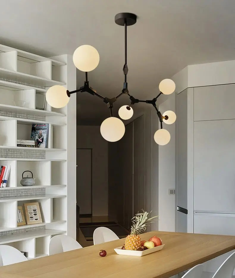 Afralia™ Modern Glass Ball Chandelier LED Pendant Lamp for Dining Table and Bar