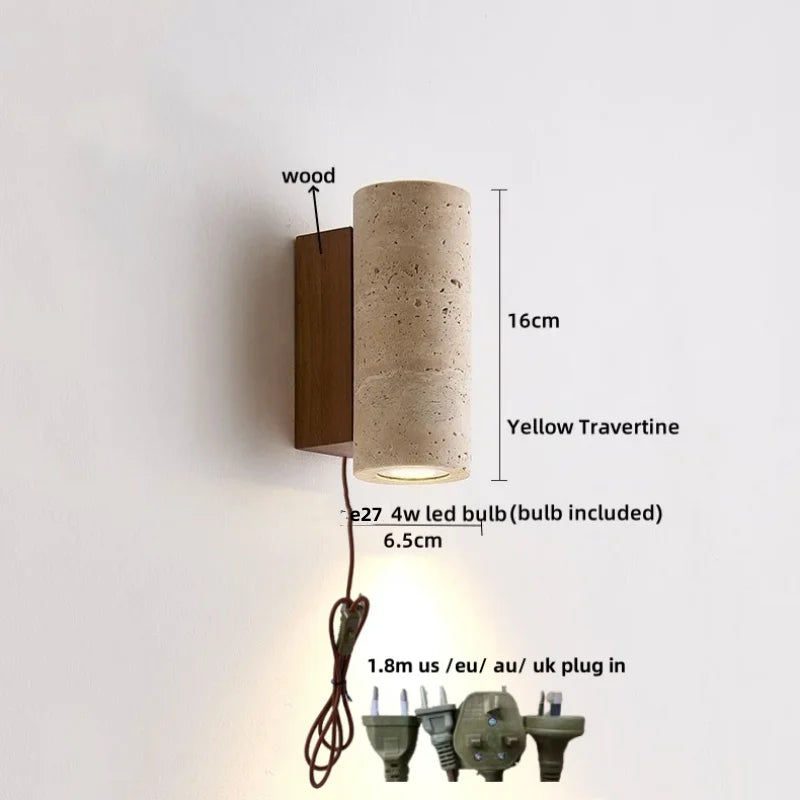 Afralia™ Terrazzo Marble Stone LED Wall Sconce Lamp, Modern Nordic Bedside Light