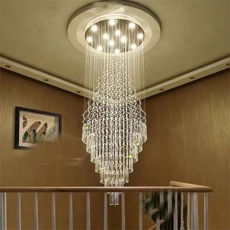 Afralia™ LED Crystal Staircase Chandelier: Elegant Lighting for Home, Hotel, and Restaurant