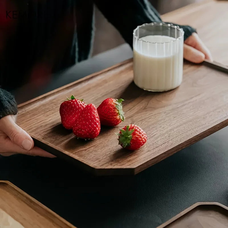Afralia™ Solid Wooden Octagon Serving Tray | Elegant Tray for Desserts and Fruits