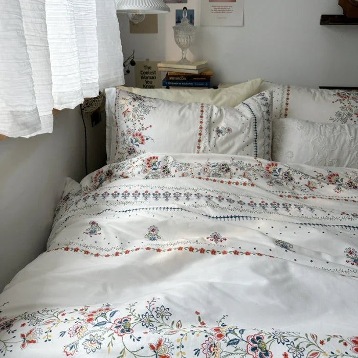 Afralia™ Cotton Floral Duvet Cover Set: Single-King Sizes, Solid Color, 100% Cotton