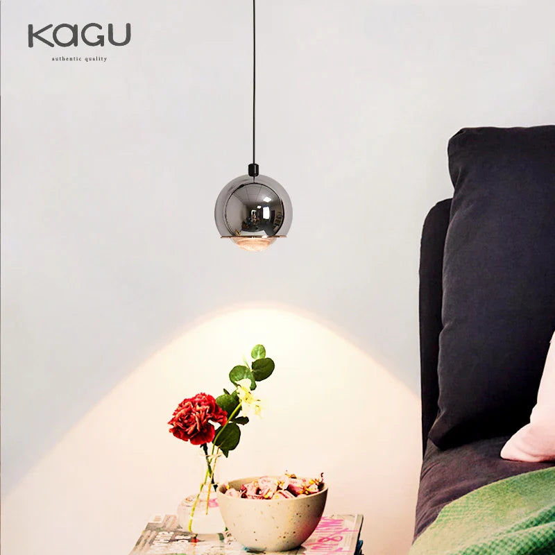 Afralia™ Gold Metal Luster Pendant for Bedside & Kitchen Island - Minimalist LED Hanging Light