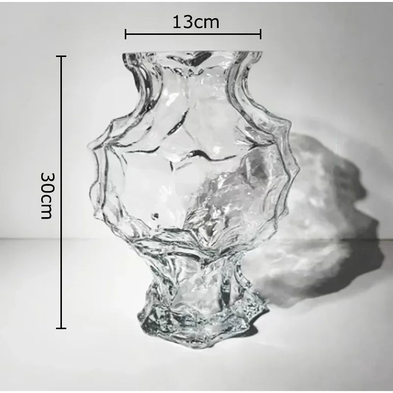 Afralia™ Irregular Glass Vase: Desk Decor, Flower Arrangement, Aesthetic Room Pot