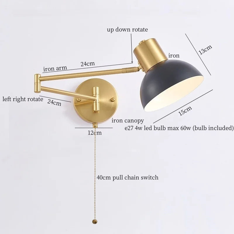 Afralia™ Swing Arm LED Wall Light for Bedroom Kitchen Living Room Mirror Bedside Lamp