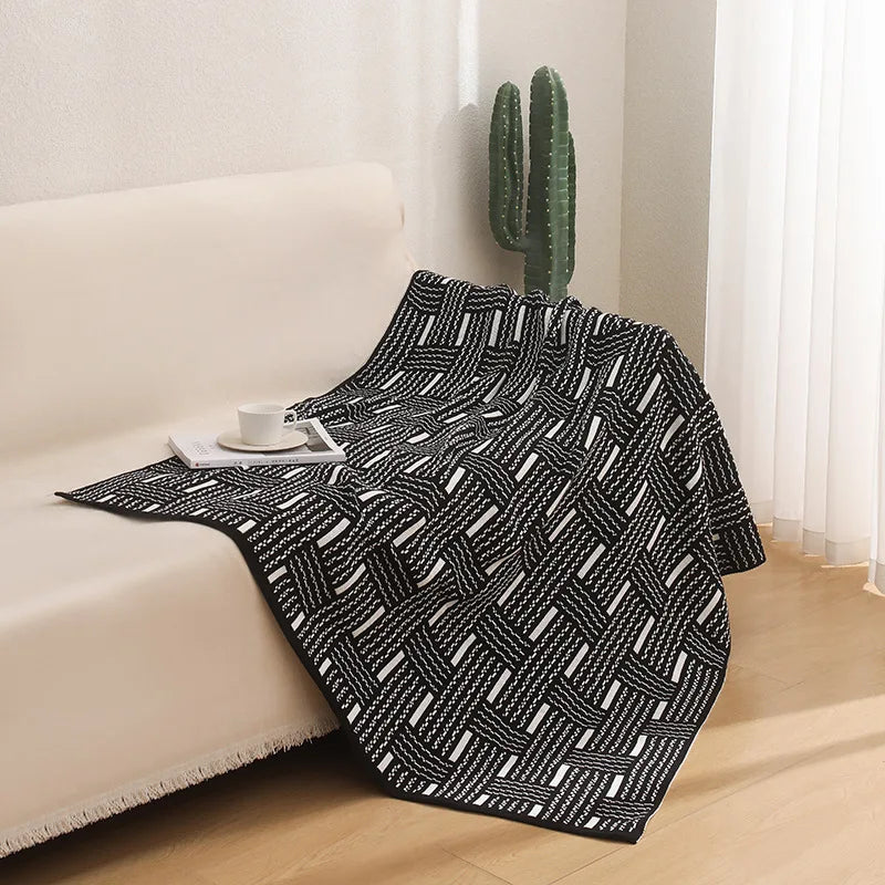 Afralia™ Nordic Retro Striped Knit Blanket: Cozy Sofa Cover for Autumn/Winter