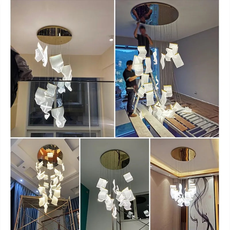 Afralia™ LED Ceiling Chandelier Stairs Pendant Lamp Modern Novelty Lighting Living Room Dining Room