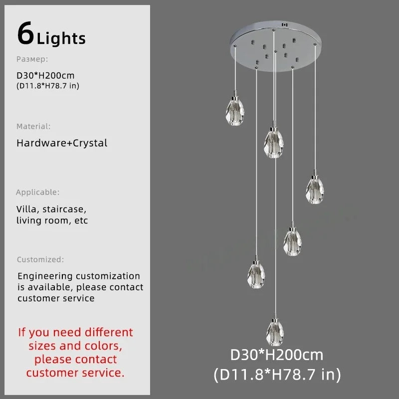 Afralia™ Crystal Chandelier Pendant Light for Modern Staircase & High Ceilings