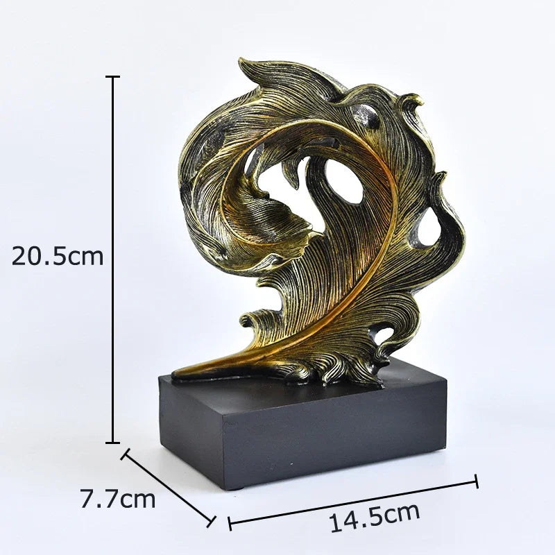 Afralia™ Phoenix Feather Resin Sculpture Desk Ornament for Aesthetic Room Decor
