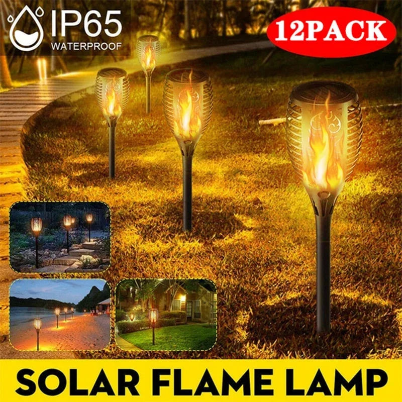 Afralia™ Solar Flame Torch Light Outdoor Garden Decoration Waterproof Flickering Lamp