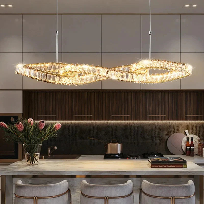 Afralia™ Crystal LED Pendant Chandeliers for Luxury Living Room Decor