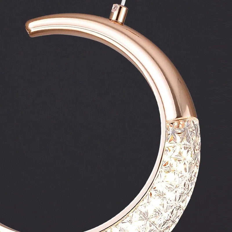 Afralia™ Moon Design Acrylic LED Chandelier: Modern Staircase Pendant Light for Living and Dining Room