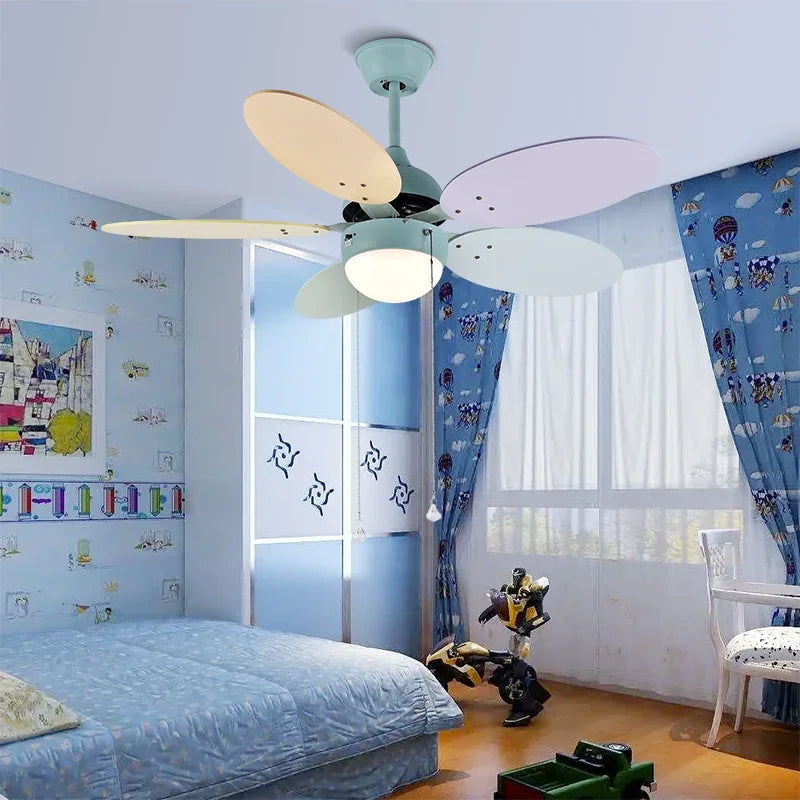 Afralia™ Nordic Kids Ceiling Fan with Light - Flush Mount Ventilateur Plafond