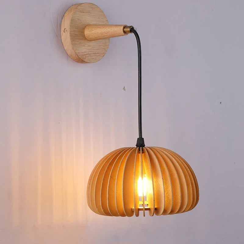 Afralia™ Wooden Wall Lamp with Creative Pumpkin Design