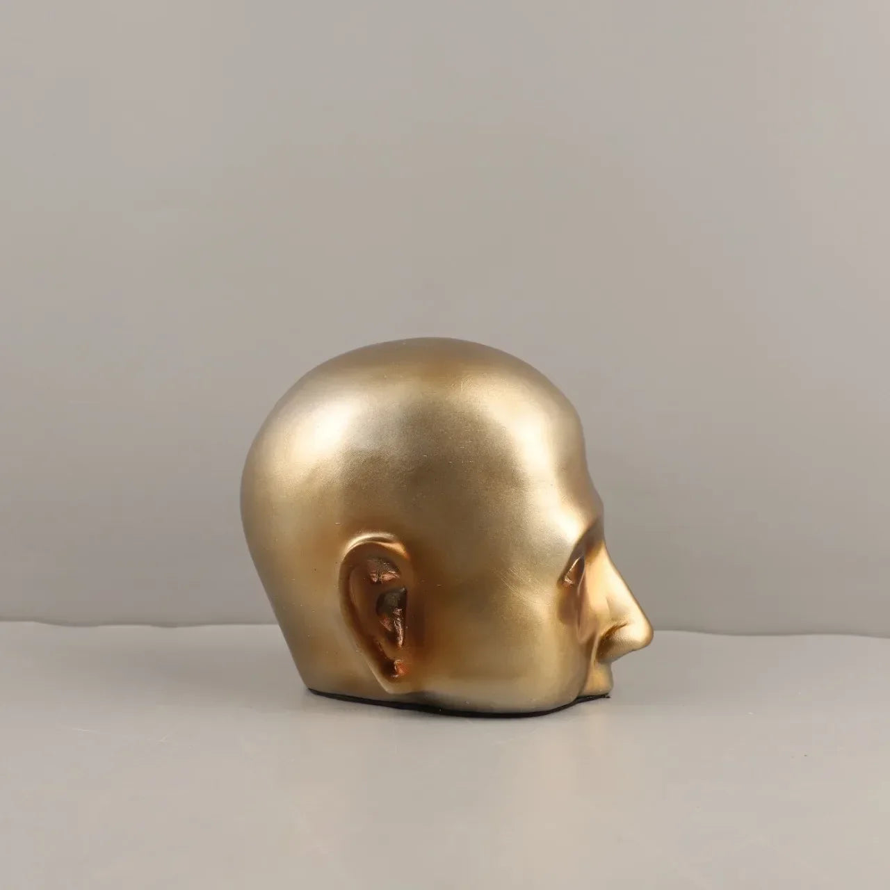 Afralia™ Golden Head Half Face Resin Sculpture Abstract Portrait Home Decor Figurine
