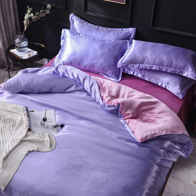 Afralia™ Ice Rayon Satin Bedding Set: Cooling, Soft, Summer Comfort for Twin-Double Bed
