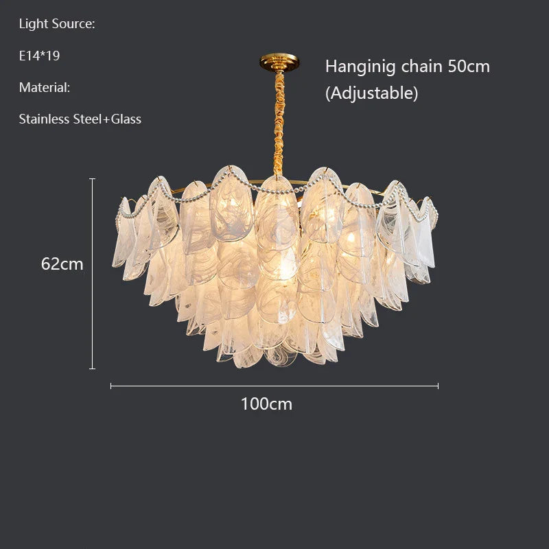 Afralia™ Modern Glass Chandelier for Living Room - Luxury Golden Ceiling Pendant