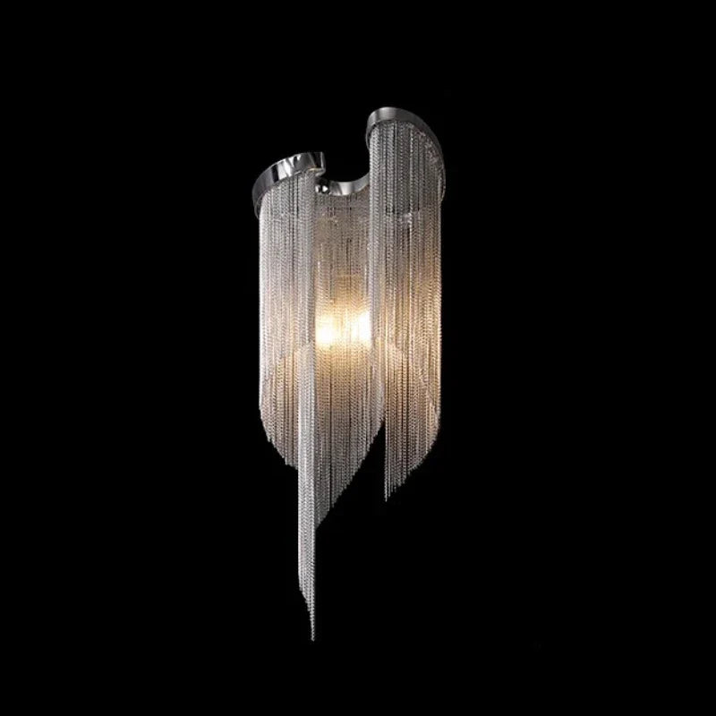 Afralia™ Luxury Silver & Gold Tassel Wall Sconces for Modern Living Room & Hotel Bedroom