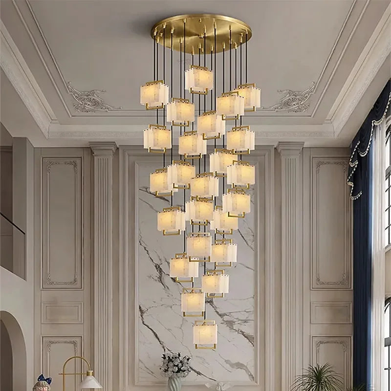 Afralia™ Marble Chandelier: Luxury Home Decor Hanging Light for Living Room, Villa, and Stairs