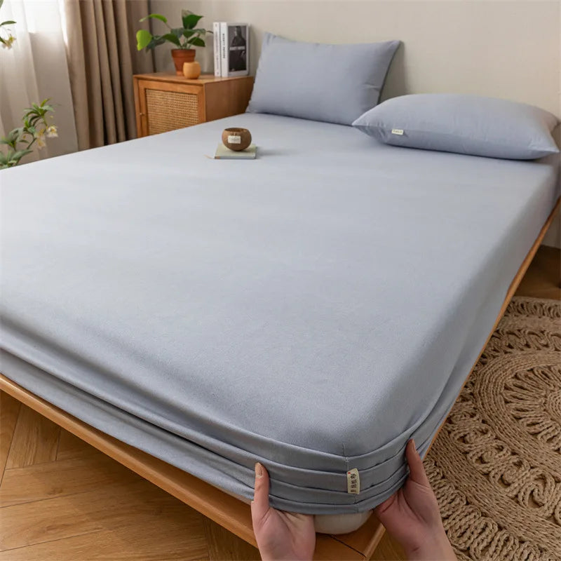 Afralia™ Coarse Cloth Prue Cotton Queen Fitted Sheet Set with Pillowcases