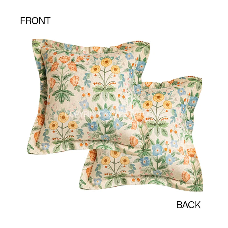 Afralia™ French Pastoral Flowers Lumbar Pillow Cover 30x50cm Luxe Fabric Texture Case