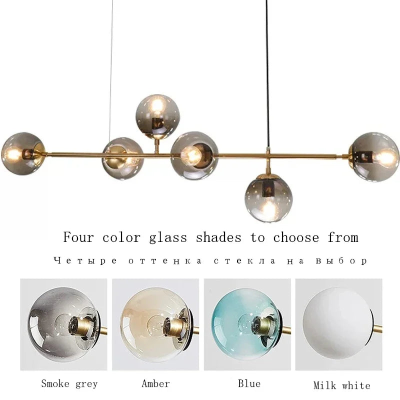 Afralia™ Nordic Glass Ball Chandelier: LED Lighting Fixture for Dining Room, Kitchen, Bedroom