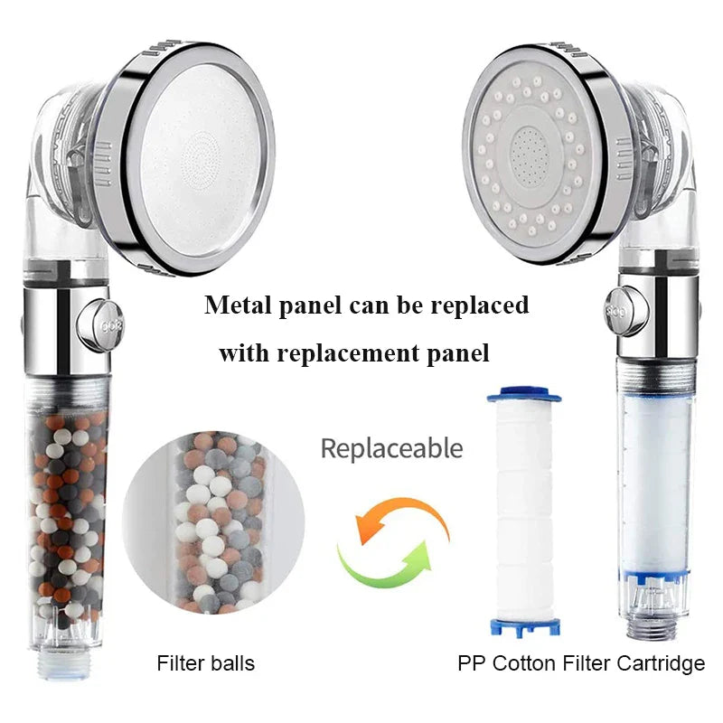 Afralia™ Spa Shower Head | 3 Modes, High Pressure, Water Saving, Replacement Beads