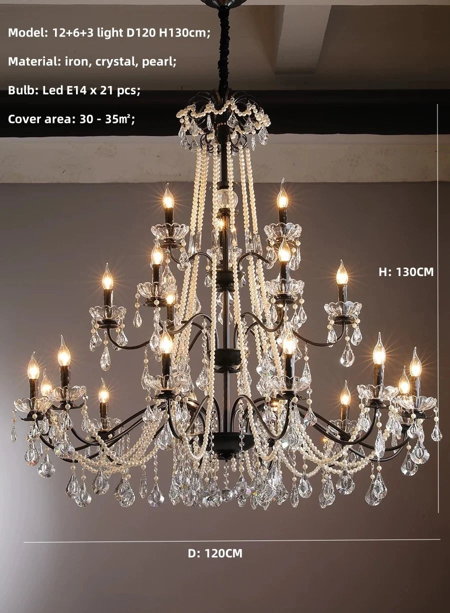 Afralia™ Black Crystal Chandelier Foyer Pendant Lights for Art Decor Luminarias