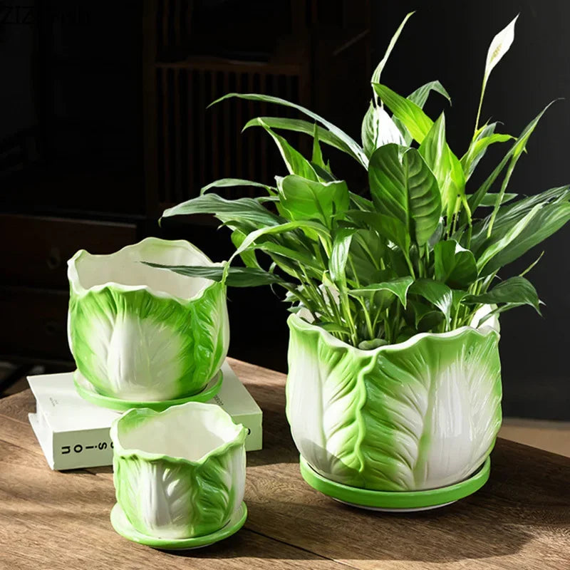 Afralia™ Chinese Cabbage Ceramic Vase: Table Decoration, Flowers Arrangement, Room Aesthetic Decor