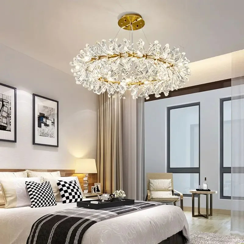 Afralia™ Crystal Flower Chandelier: Modern Nordic Luxury LED Ceiling Lamp for Living Room