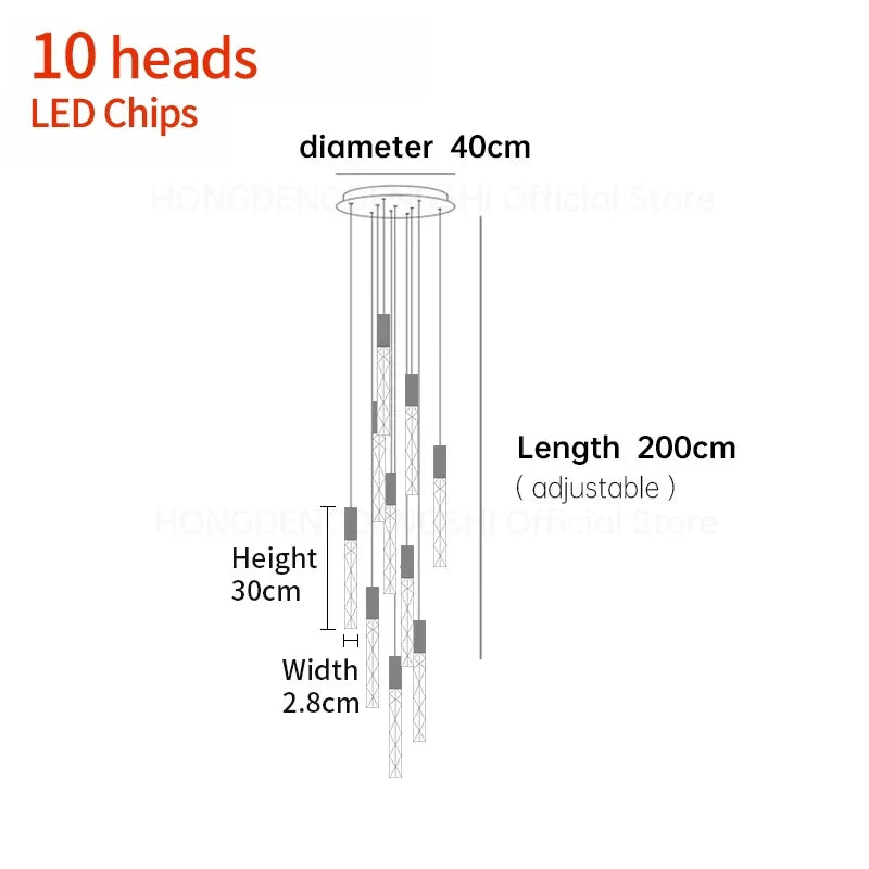 Afralia™ LED Crystal Staircase Pendant Light for Modern Nordic Home Lighting