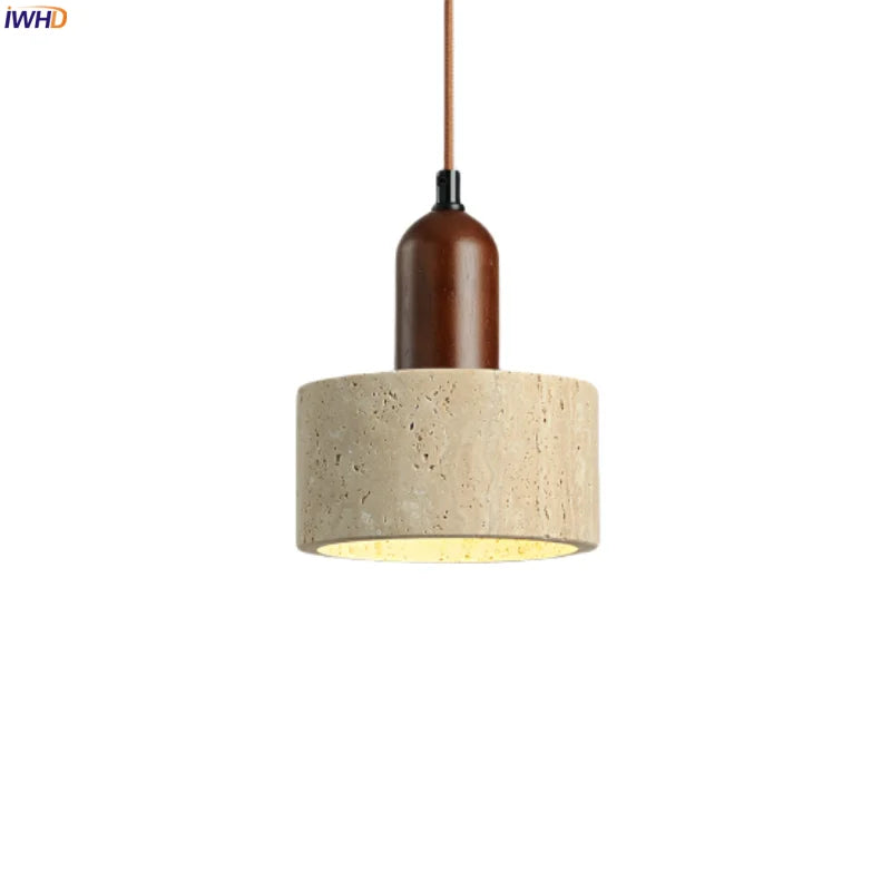Afralia™ LED Yellow Travertine Pendant Light Hanglampen for Kitchen Cafe Living Room