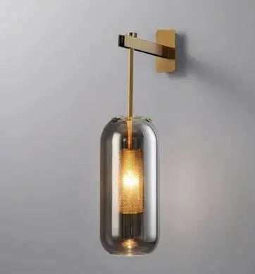 Afralia™ Gold Glass Wall Lamp: Post-modern E14 Industrial Sconce for Home Decor