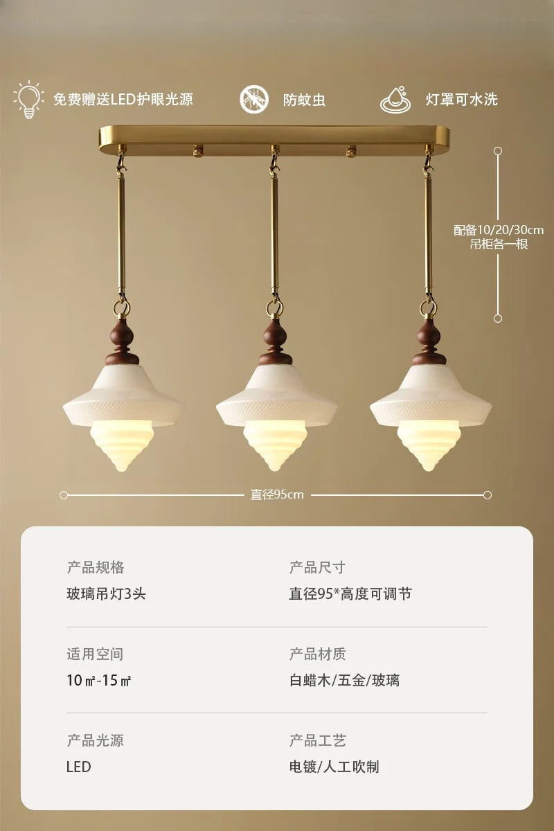 Afralia™ Gold Lustre Glass Pendant Lights LED E27 Vintage Design Classic for Bedroom Kitchen Island