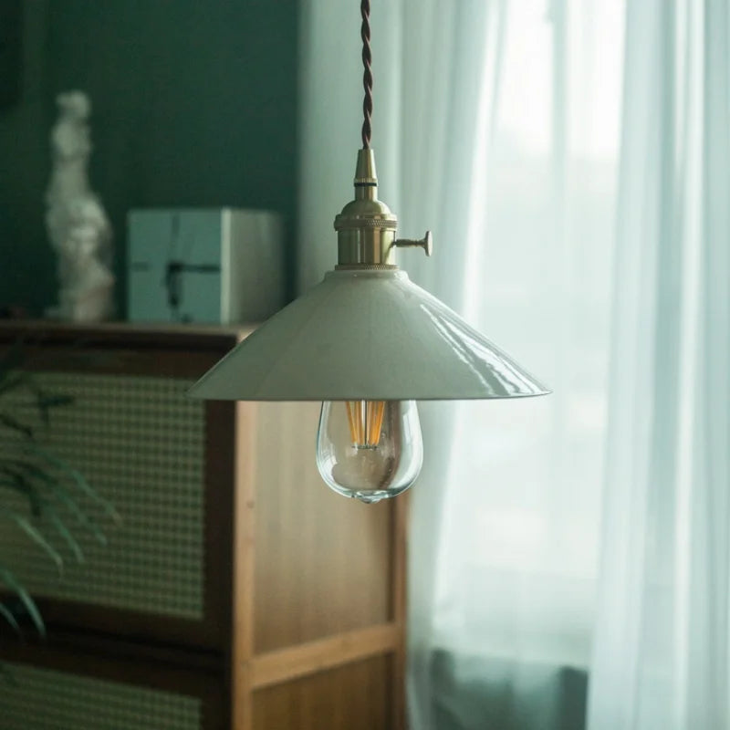 Afralia™ Beige Ceramic LED Pendant Lamp for Home and Commercial Spaces