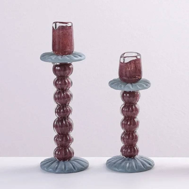 Afralia™ Geometric Glass Candlestick Holder Wedding Home Decoration Accessory