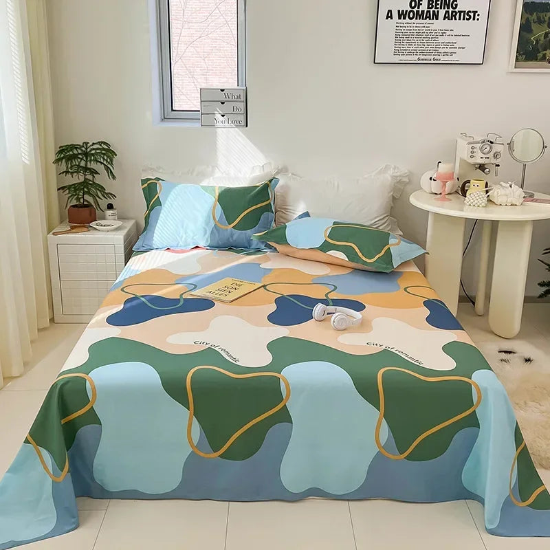 Afralia™ Tropical Plants Print Cotton Double Bed Sheet for Soft & Comfortable Sleep