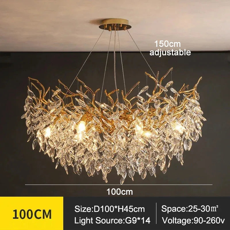 Afralia™ Crystal Ceiling Chandelier LED Pendant Lamp for Home Decor