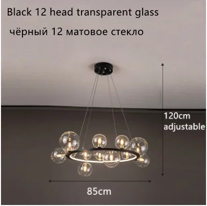 Afralia™ Glass Ball LED Chandelier: Modern Nordic Style for Living, Dining, Kitchen, Study