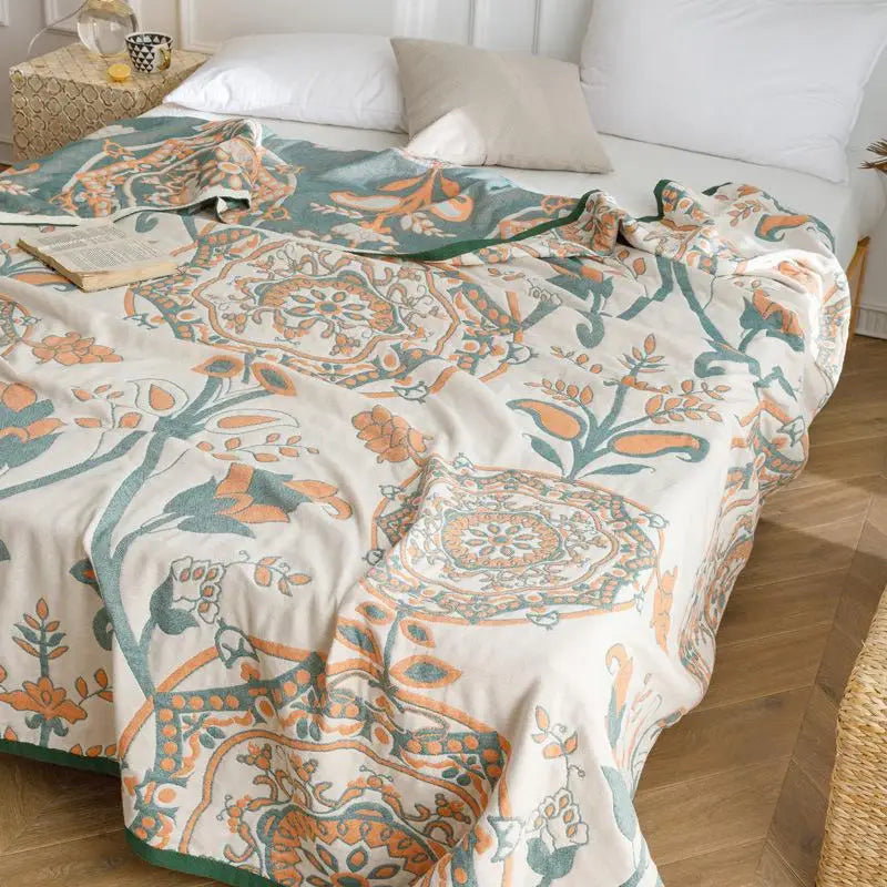 Afralia™ Cotton Gauze Summer Blanket, Soft Breathable Single Double Bed Nap Blanket