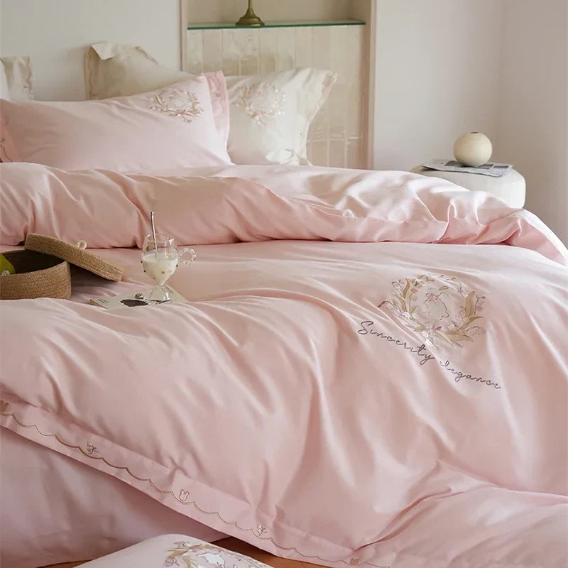 Afralia™ Brushed Volcanic Fleece Cotton Duvet Cover Set with Embroidered Details