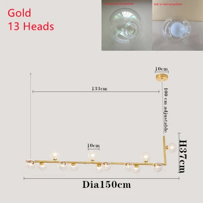 Afralia™ Dual Glass Lamp Ceiling Chandelier LED Suspension Light for Dining and Kitchen