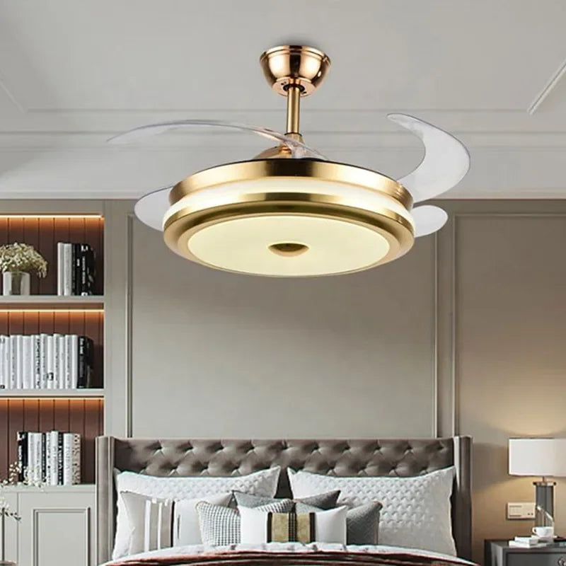 Afralia™ 42" Smart LED Ceiling Fan Light with Retractable Blades and Remote Control