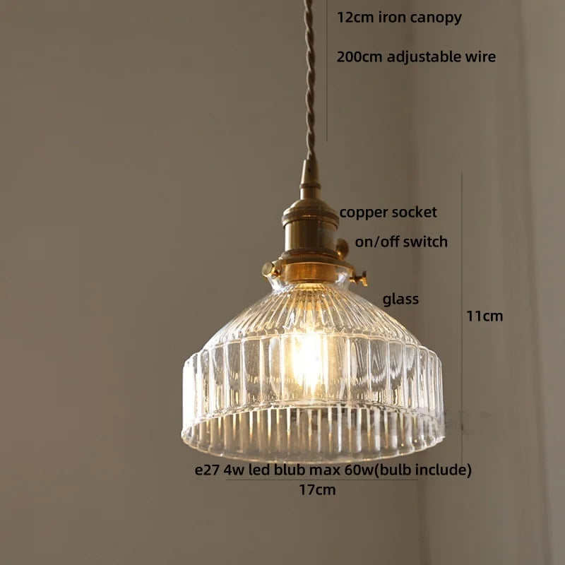 Afralia™ Amber Glass LED Pendant Light Fixture Modern Home Lighting Plafond Lamp