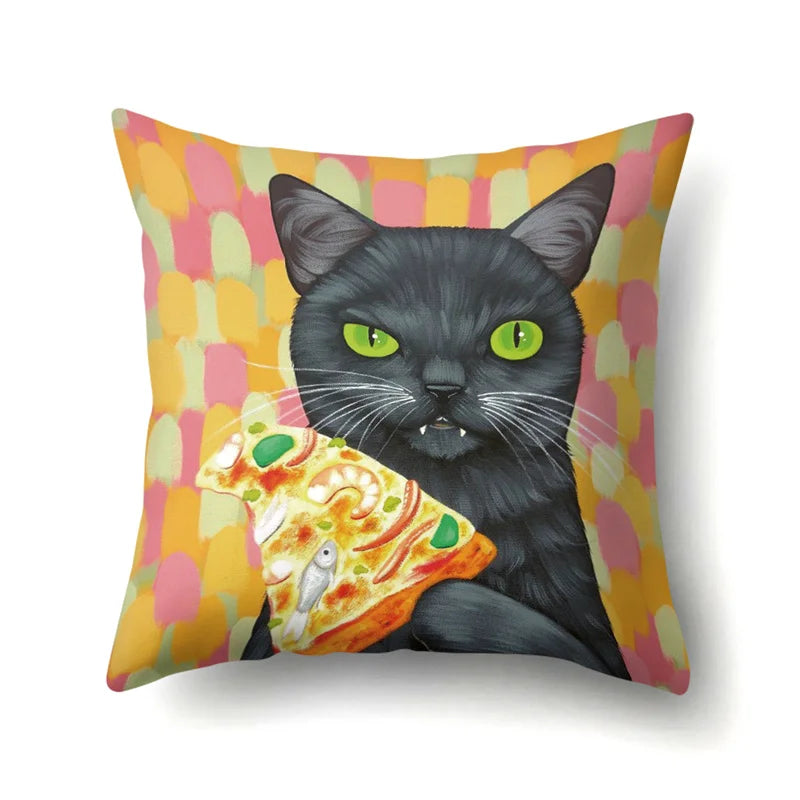 Colorful Cat Animal Pillowcase 45x45cm by Afralia™ - Home Decor Cushion Covers