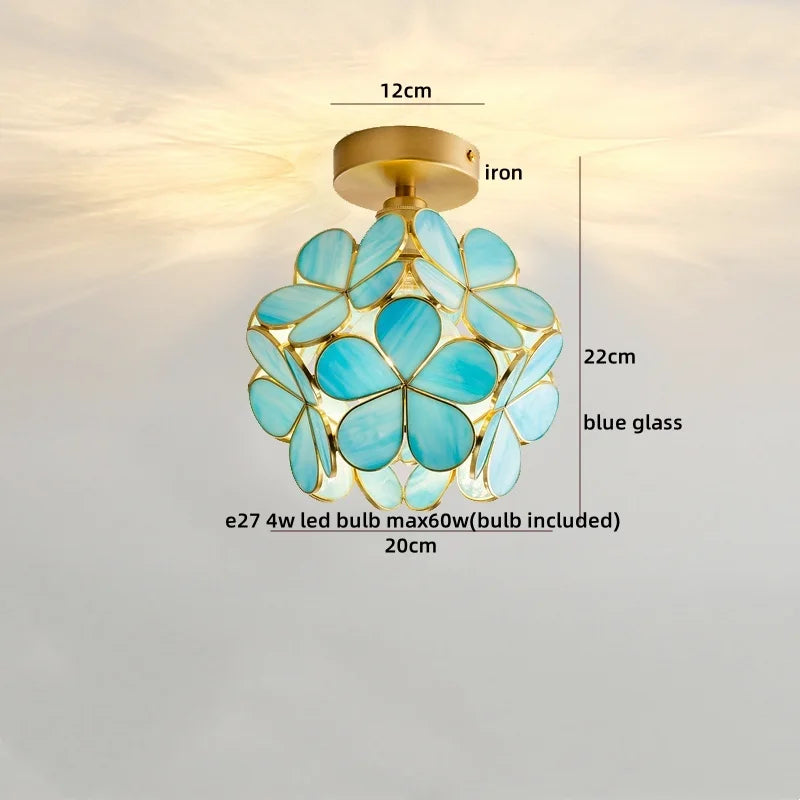 Afralia™ Nordic Flower Ball LED Ceiling Lights Copper Glass Chandelier