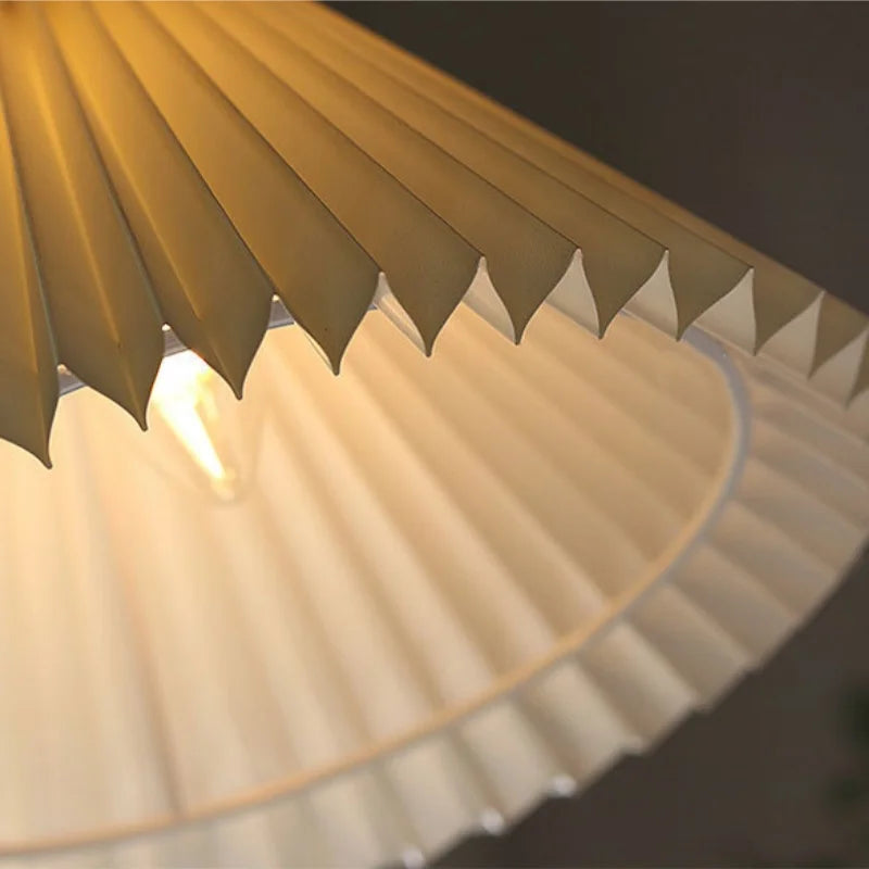 Afralia™ Walnut Wood LED Pendant Lights Japan Style Hanging Lamp Bouffant Cloth