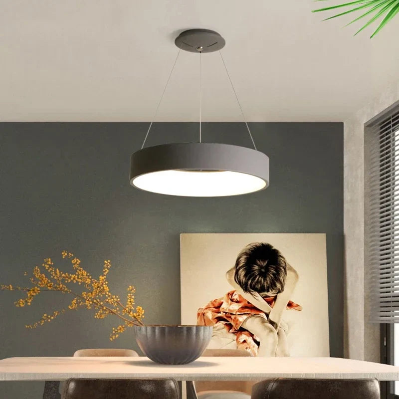 Afralia™ Modern Grey or White Led Pendant Lights for Dining Kitchen Living Bar Room