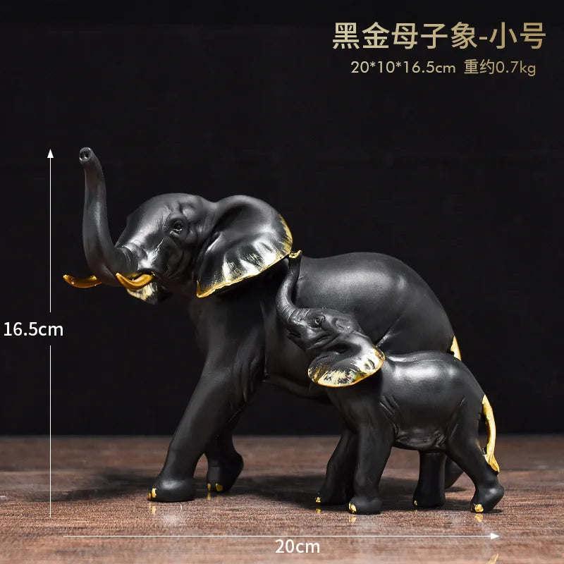 Afralia™ Elephant Resin Sculpture Ornaments for Modern Living Room Decor