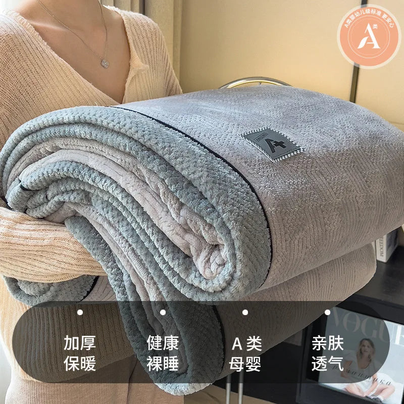 Afralia™ Light Luxury Velvet Plush Cotton Blanket